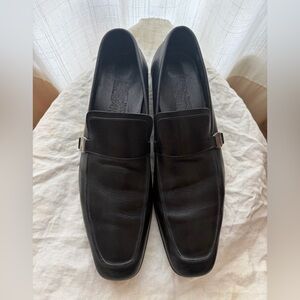 Salvatore Ferragamo Men’s Black Leather Loafers 12 | Made in Italy | Vibram Heel